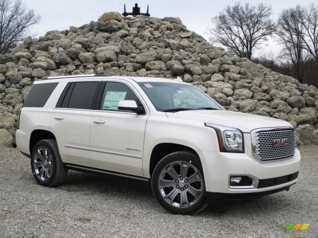 2015 Yukon Denali 4WD - White Diamond Tricoat / Denali Cocoa/Shale photo #1