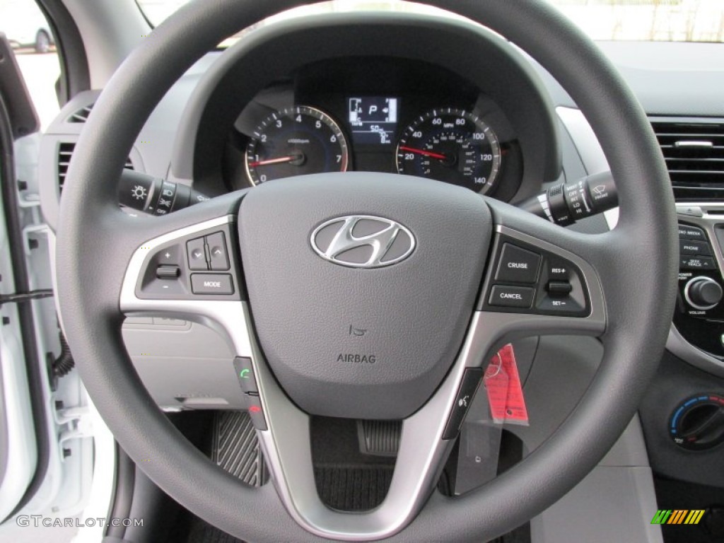 2015 Hyundai Accent GLS Gray Steering Wheel Photo #100155661