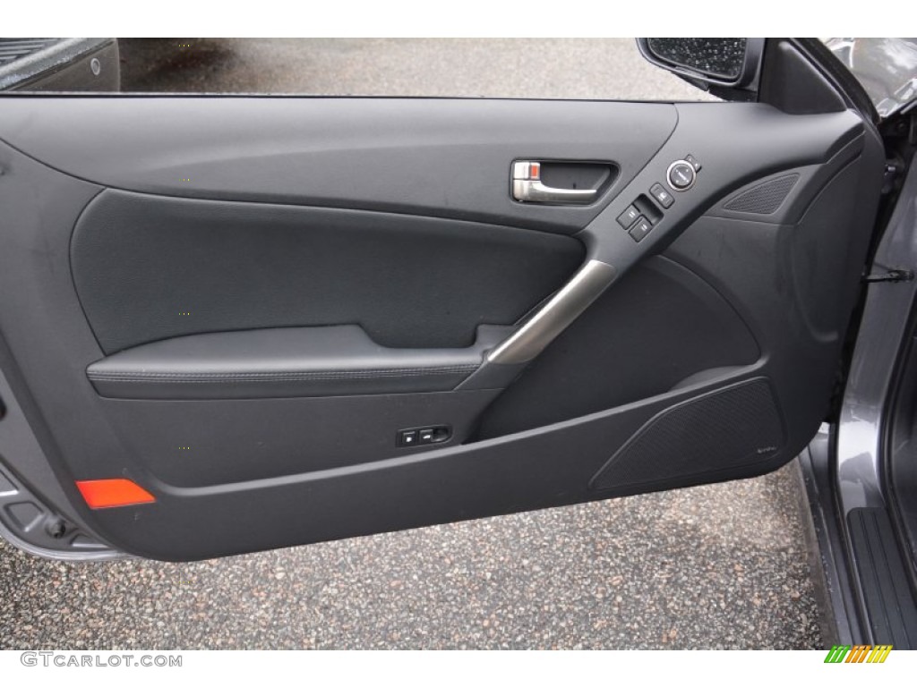 2013 Hyundai Genesis Coupe 3.8 Track Black Leather Door Panel Photo #100159176