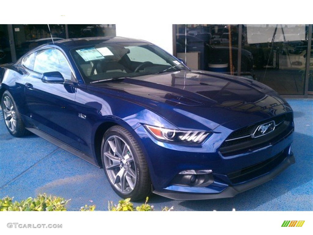 50th Anniversary Kona Blue Metallic 2015 Ford Mustang 50th Anniversary GT Coupe Exterior Photo #100159713