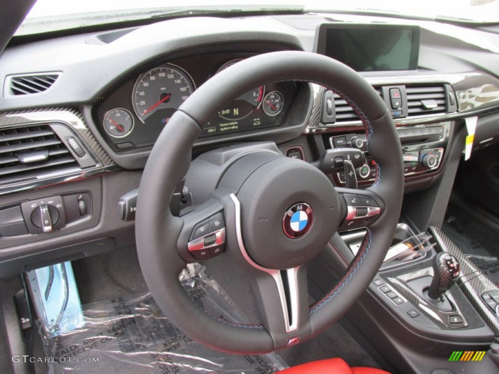 2015 BMW M4 Convertible Sakhir Orange/Black Steering Wheel Photo #100163199