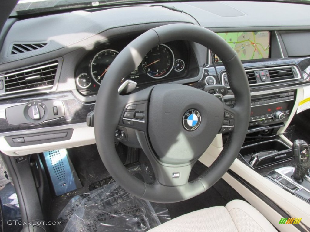 2015 BMW 7 Series 740Li xDrive Sedan Ivory White/Black Steering Wheel Photo #100165249