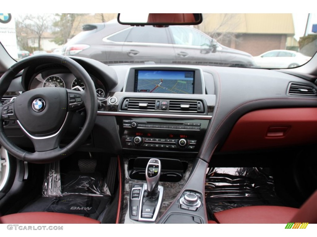 2012 BMW 6 Series 650i xDrive Coupe Vermillion Red Nappa Leather Dashboard Photo #100166643