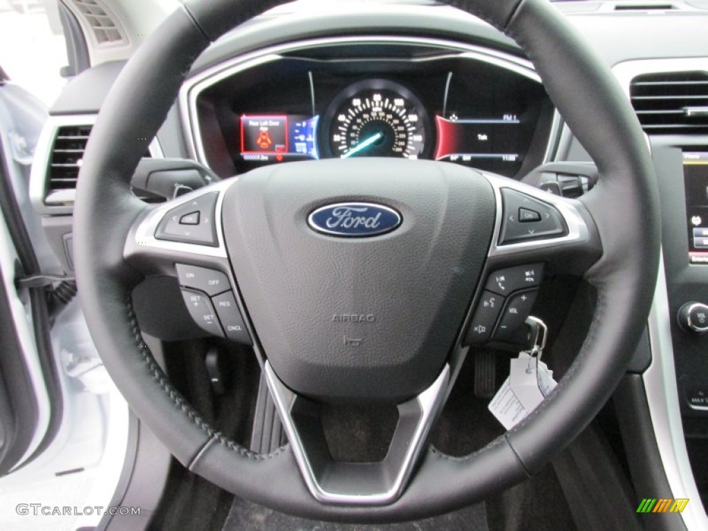 2015 Ford Fusion SE Charcoal Black Steering Wheel Photo #100168320
