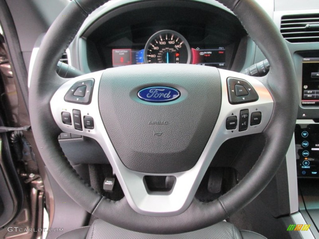 2015 Ford Explorer Limited Charcoal Black Steering Wheel Photo #100173090