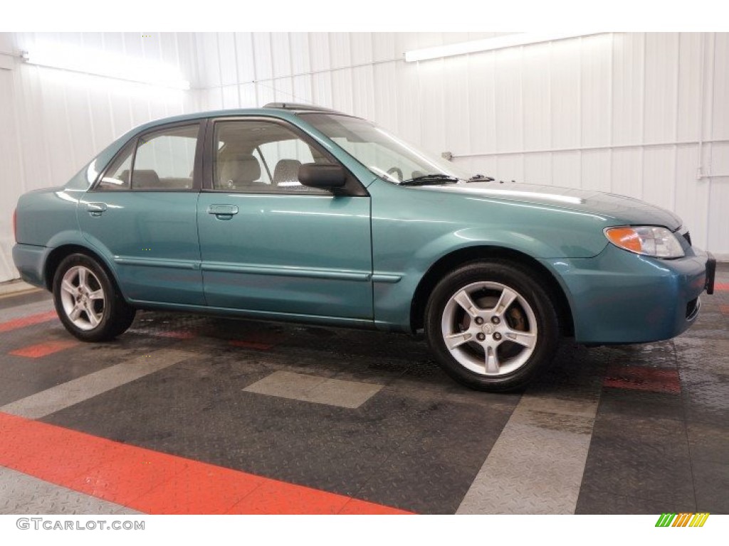 2002 Protege DX - Seabreeze Green Mica / Beige photo #6