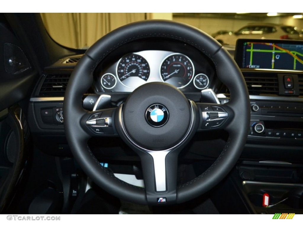 2015 BMW 3 Series 328i xDrive Sports Wagon Black Steering Wheel Photo #100176513