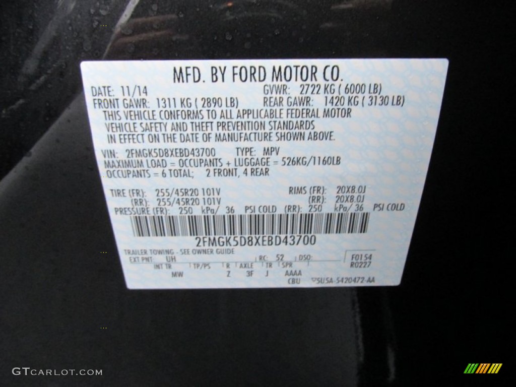 2014 Ford Flex Limited Color Code Photos