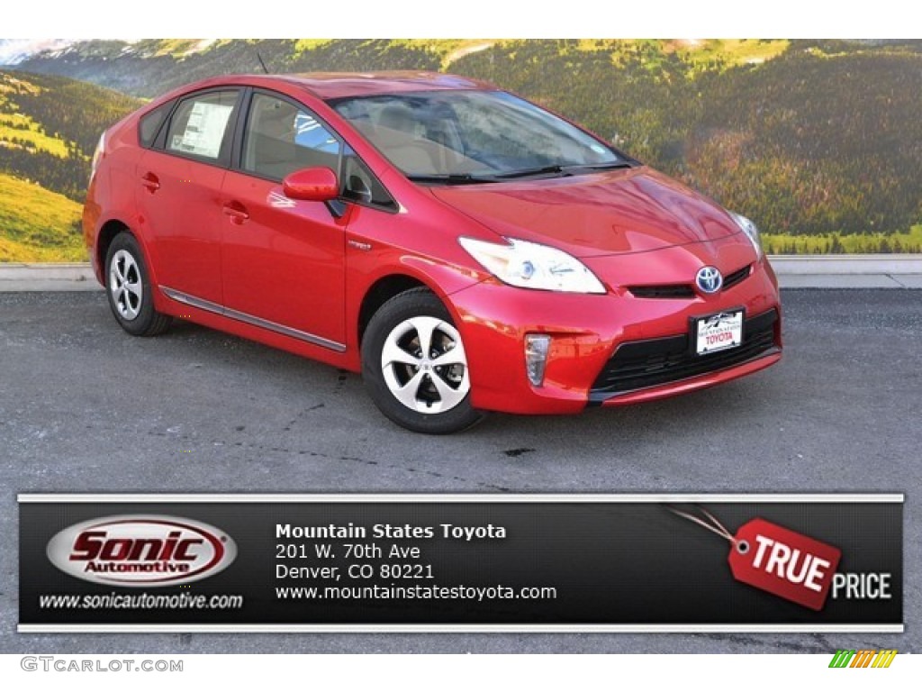 2015 Prius Two Hybrid - Barcelona Red Metallic / Bisque photo #1