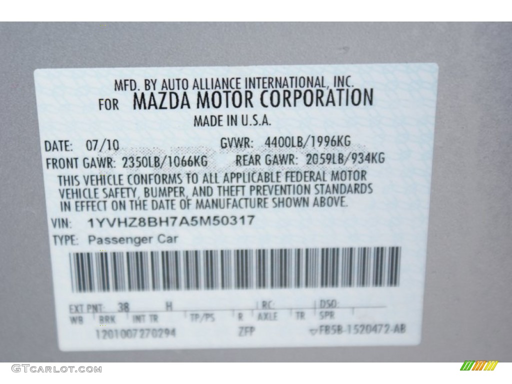 2010 MAZDA6 i Sport Sedan - Brilliant Silver Metallic / Black photo #41