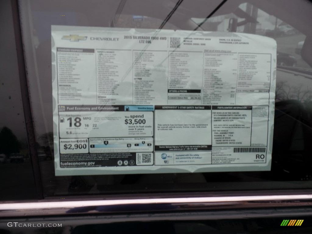 2015 Chevrolet Silverado 1500 LTZ Double Cab 4x4 Window Sticker Photo #100200203