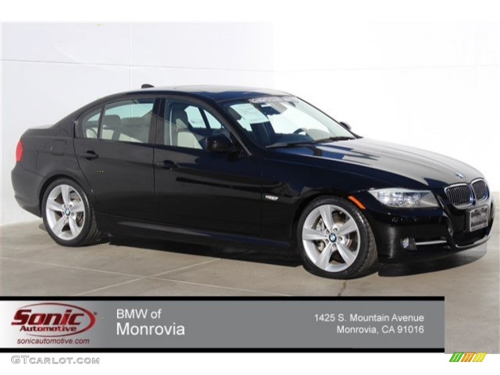 2011 3 Series 335i Sedan - Jet Black / Oyster/Black Dakota Leather photo #1