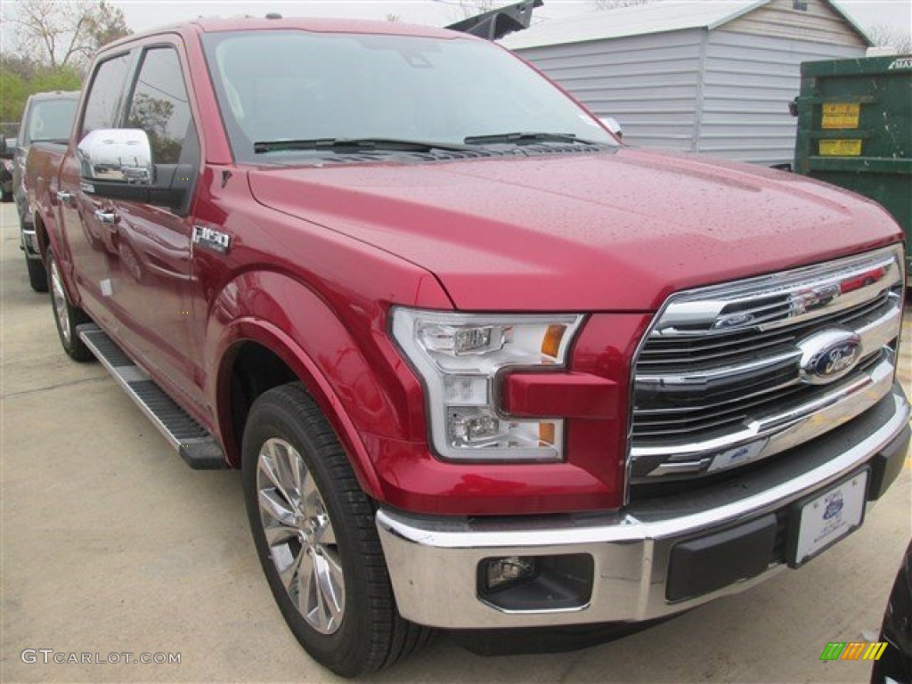 2015 F150 Lariat SuperCrew - Ruby Red Metallic / Medium Light Camel photo #1