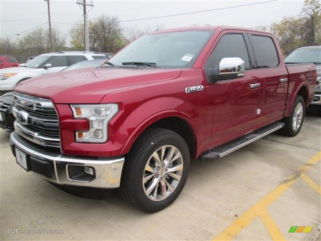 2015 F150 Lariat SuperCrew - Ruby Red Metallic / Medium Light Camel photo #4