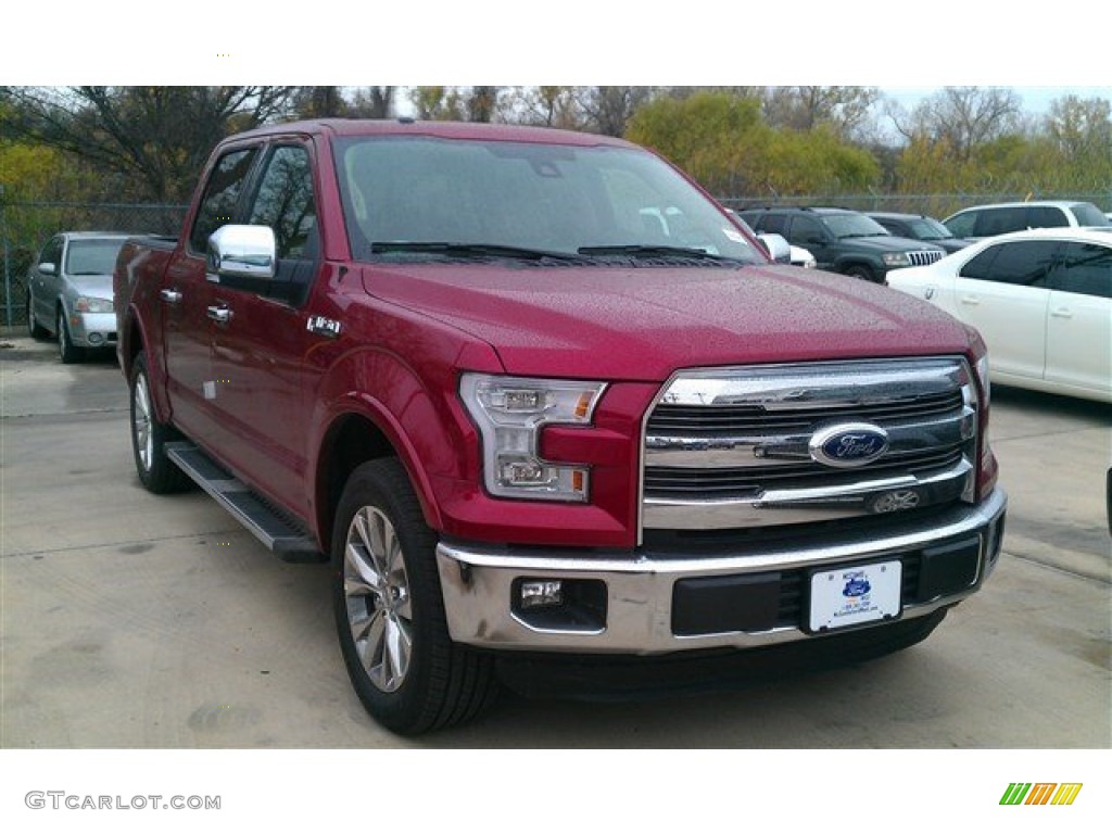 2015 F150 Lariat SuperCrew - Ruby Red Metallic / Medium Light Camel photo #28