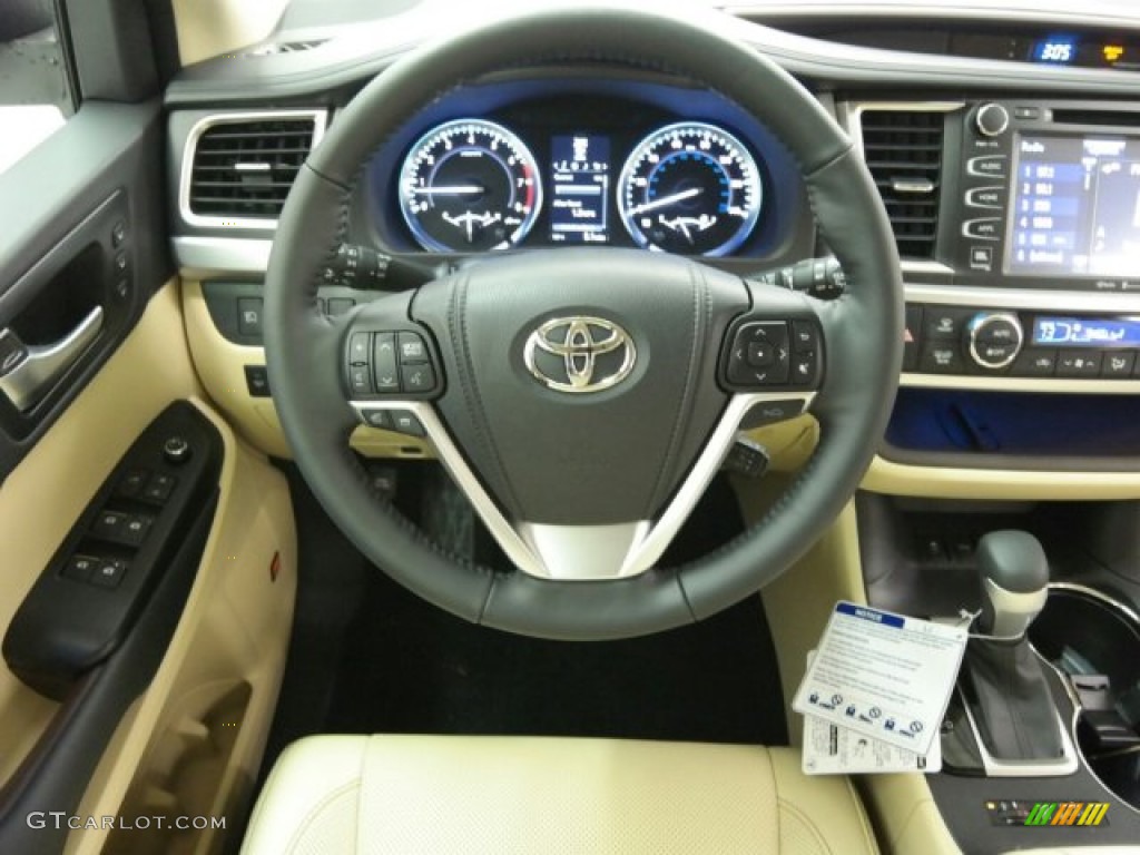 2015 Toyota Highlander Limited AWD Almond Steering Wheel Photo #100216652