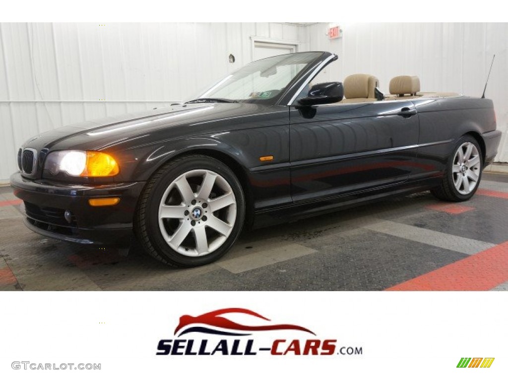 2001 3 Series 325i Convertible - Jet Black / Beige photo #1