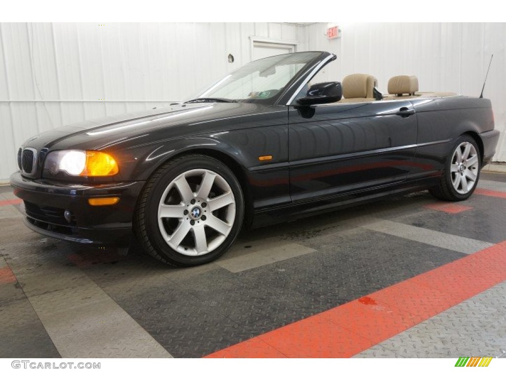 2001 3 Series 325i Convertible - Jet Black / Beige photo #2