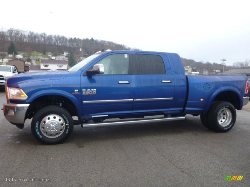 Blue Streak Pearl 2015 Ram 3500 Laramie Mega Cab 4x4 Dual Rear Wheel Exterior Photo #100224056