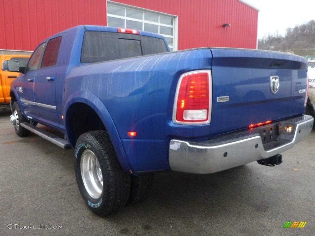 Blue Streak Pearl 2015 Ram 3500 Laramie Mega Cab 4x4 Dual Rear Wheel Exterior Photo #100224073