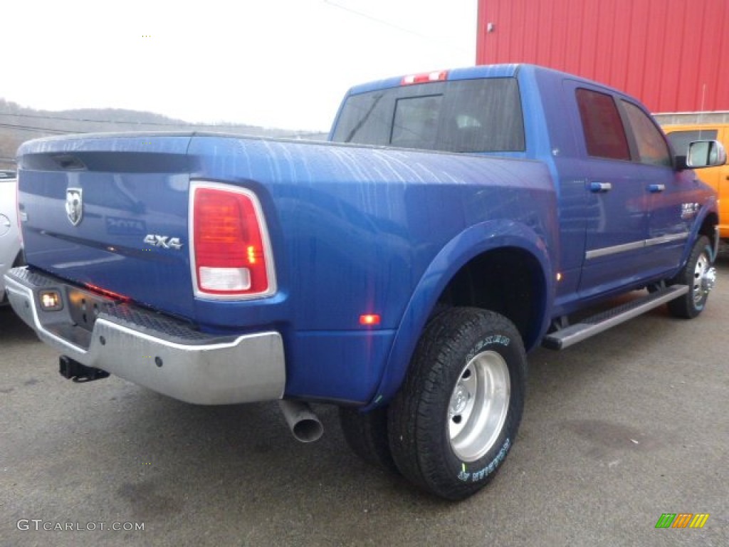 Blue Streak Pearl 2015 Ram 3500 Laramie Mega Cab 4x4 Dual Rear Wheel Exterior Photo #100224122