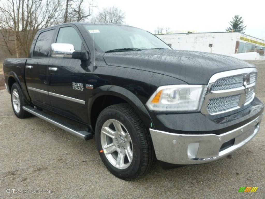 Black 2015 Ram 1500 Laramie Long Horn Crew Cab 4x4 Exterior Photo #100225196