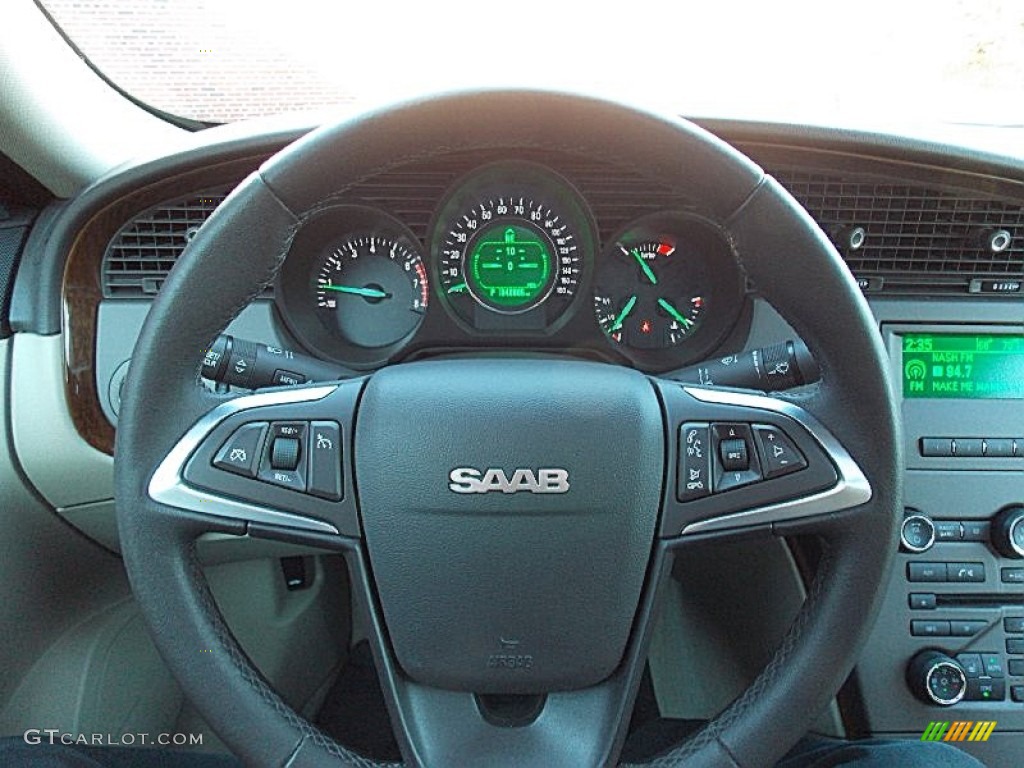 2011 Saab 9-5 Turbo4 Premium Sedan Parchment Steering Wheel Photo #100229156