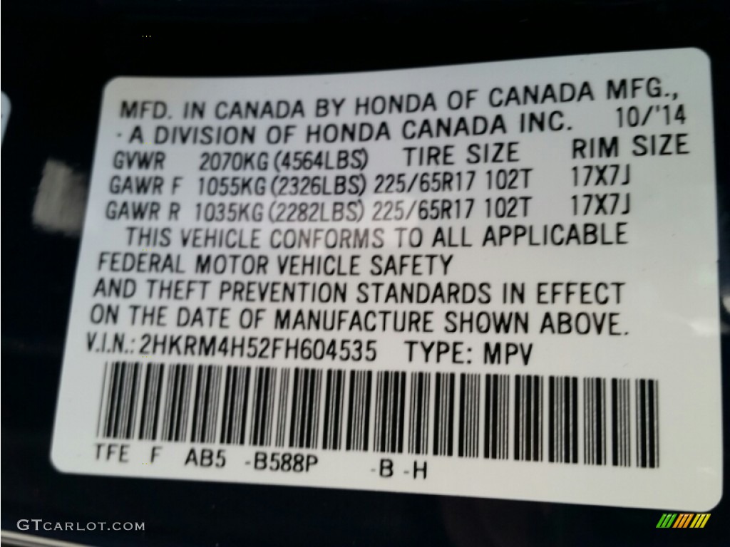 2015 Honda CR-V EX AWD Color Code Photos