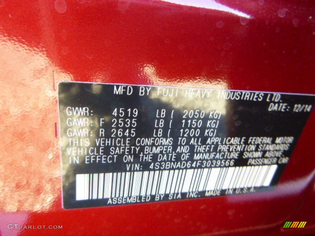 2015 Legacy 2.5i Premium - Venetian Red Pearl / Slate Black photo #16