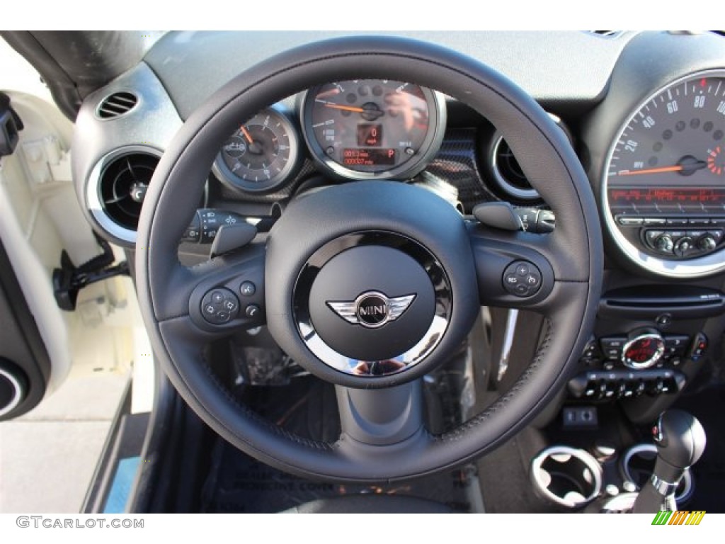2015 Mini Roadster Cooper S Black Checkered Cloth Steering Wheel Photo #100249136