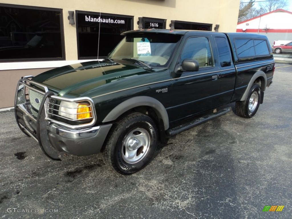 2001 Ranger XLT SuperCab 4x4 - Woodland Green Metallic / Medium Prairie Tan photo #1