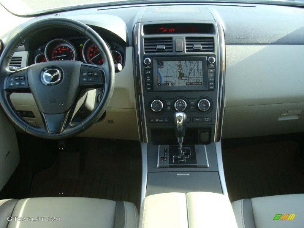 2010 CX-9 Grand Touring AWD - Crystal White Pearl Mica / Sand photo #9