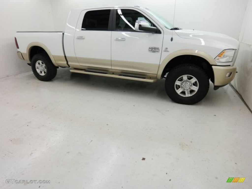 2012 Ram 2500 HD Laramie Longhorn Mega Cab 4x4 - Bright White / Light Pebble Beige/Bark Brown photo #1
