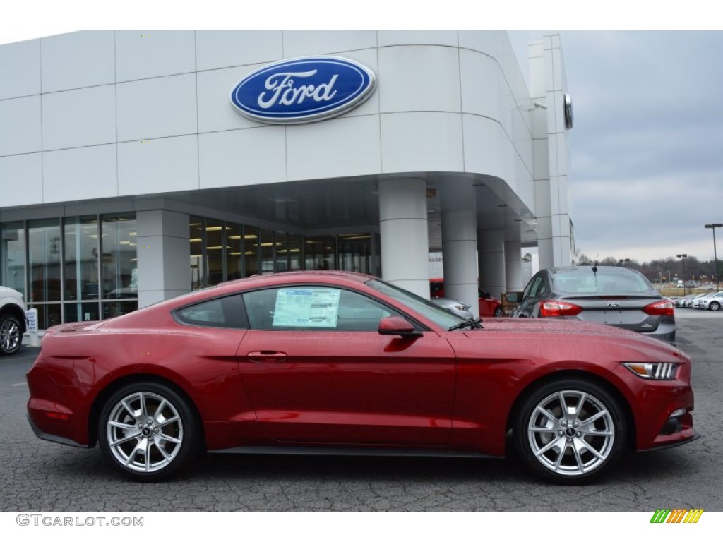 2015 Mustang EcoBoost Premium Coupe - Ruby Red Metallic / 50 Years Raven Black photo #2