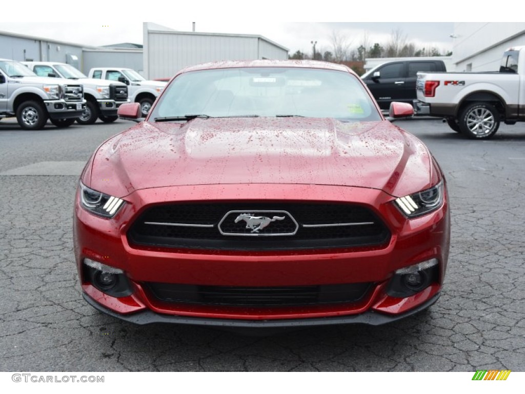 2015 Mustang EcoBoost Premium Coupe - Ruby Red Metallic / 50 Years Raven Black photo #4