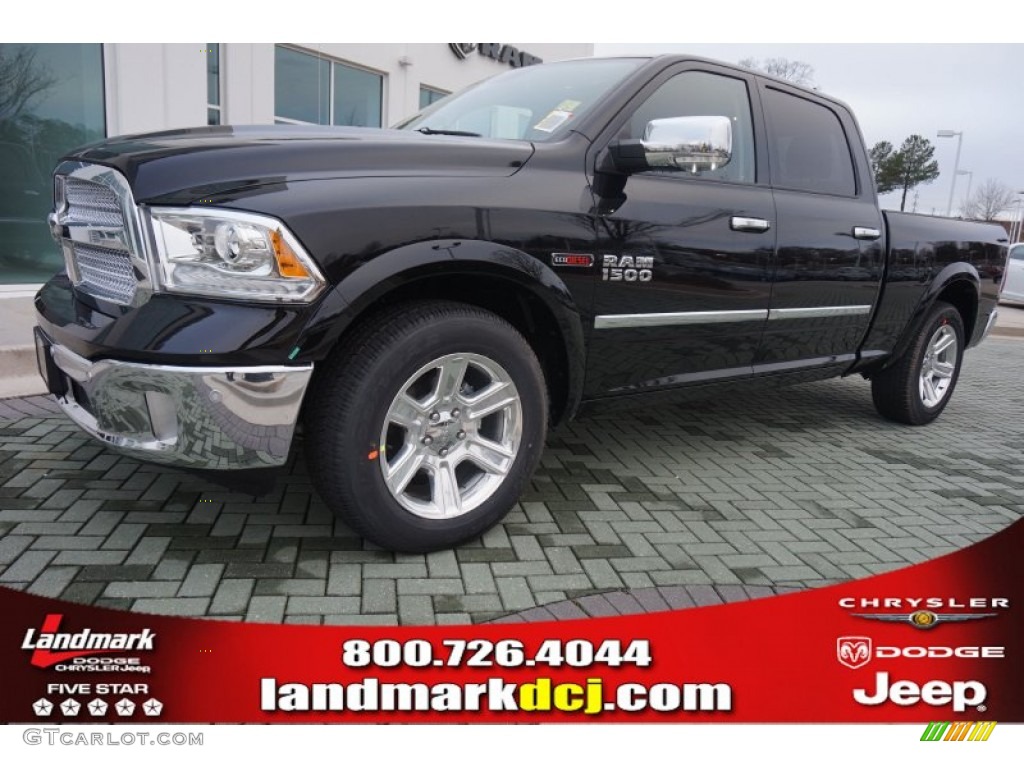 2015 1500 Laramie Long Horn Crew Cab 4x4 - Black / Black photo #1