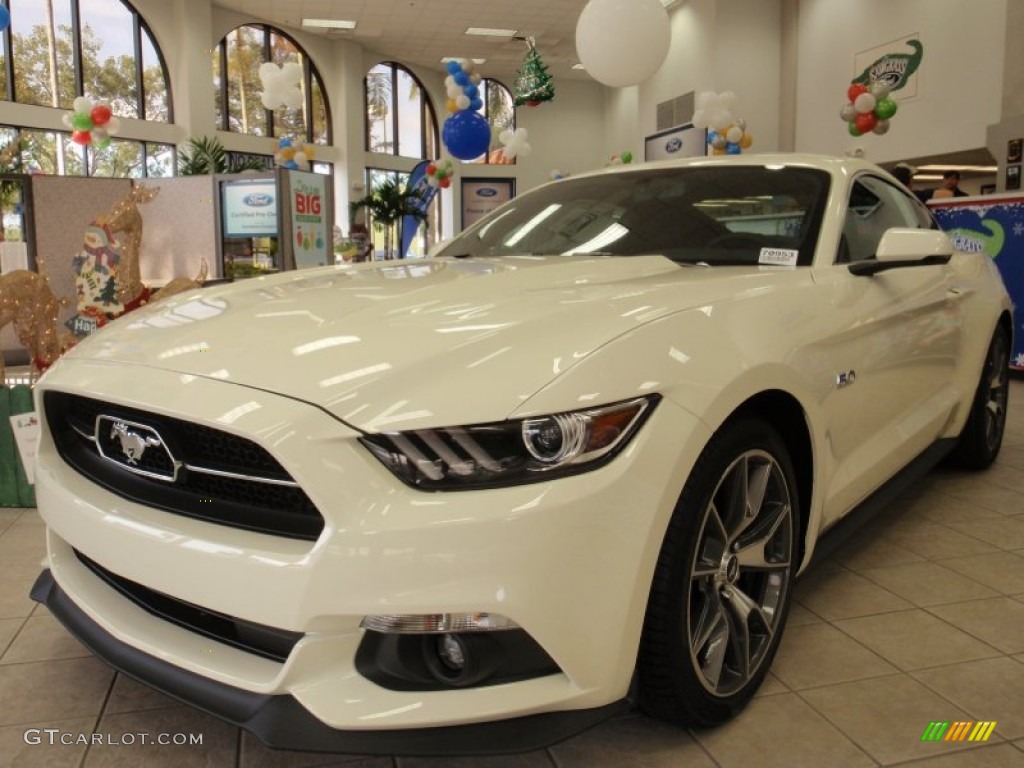 50th Anniversary Wimbledon White 2015 Ford Mustang 50th Anniversary GT Coupe Exterior Photo #100313295