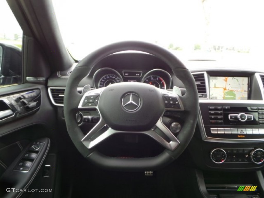 2014 Mercedes-Benz ML 63 AMG Black Steering Wheel Photo #100318464