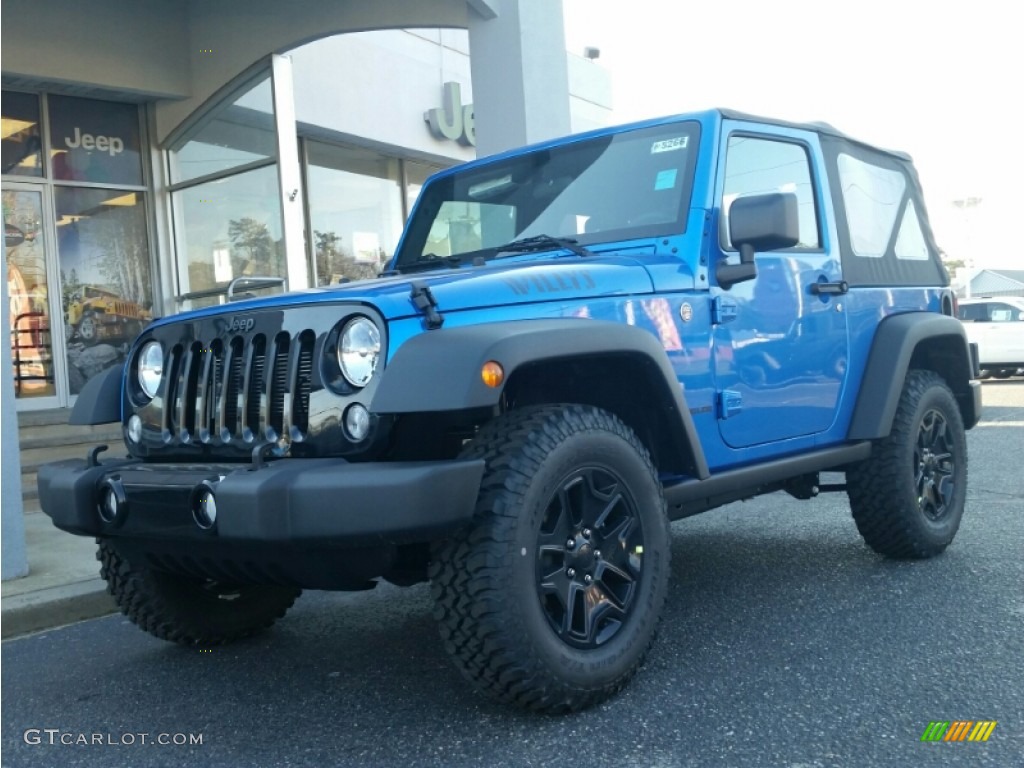 2015 Wrangler Willys Wheeler 4x4 - Hydro Blue Pearl / Black photo #1