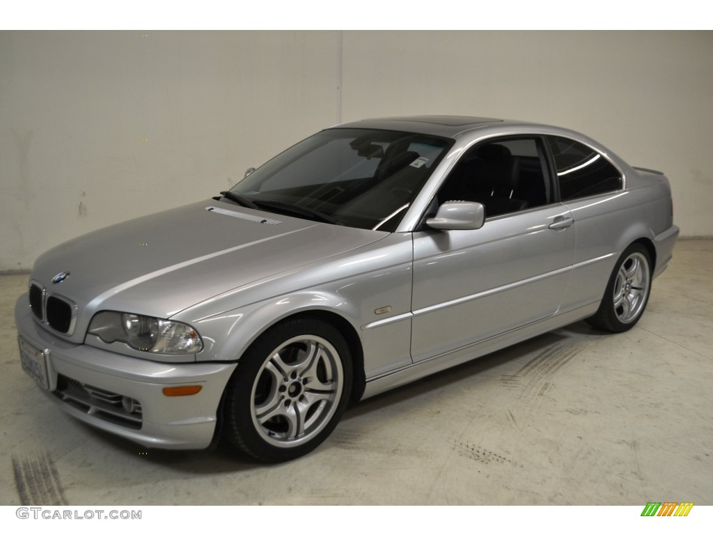 2002 3 Series 330i Coupe - Titanium Silver Metallic / Black photo #9