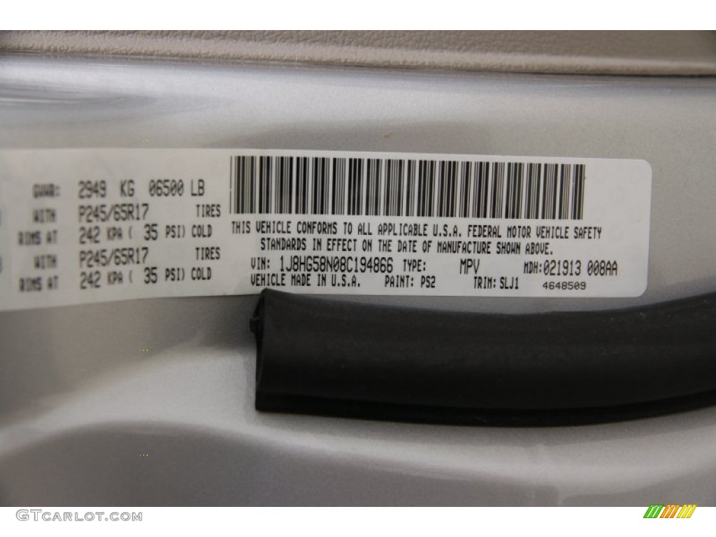 2008 Jeep Commander Limited 4x4 Color Code Photos