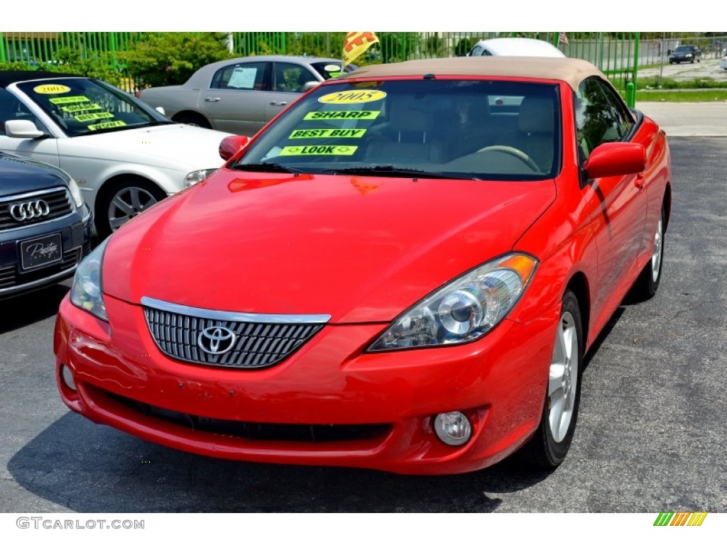 2005 Solara SLE V6 Convertible - Absolutely Red / Ivory photo #5