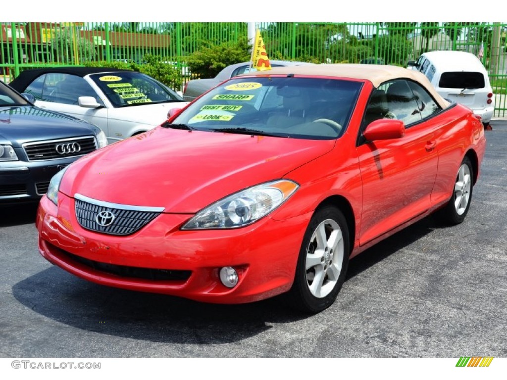 2005 Solara SLE V6 Convertible - Absolutely Red / Ivory photo #6
