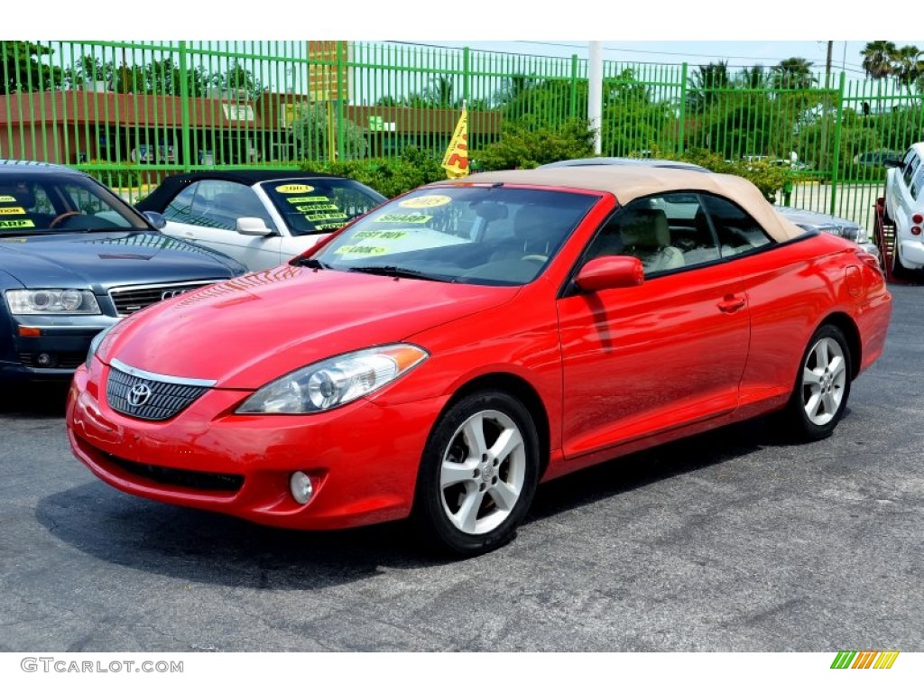 2005 Solara SLE V6 Convertible - Absolutely Red / Ivory photo #7
