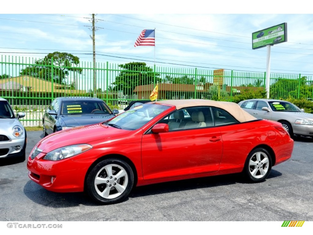 2005 Solara SLE V6 Convertible - Absolutely Red / Ivory photo #9