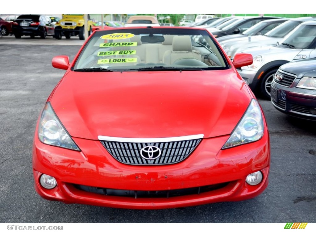 2005 Solara SLE V6 Convertible - Absolutely Red / Ivory photo #41
