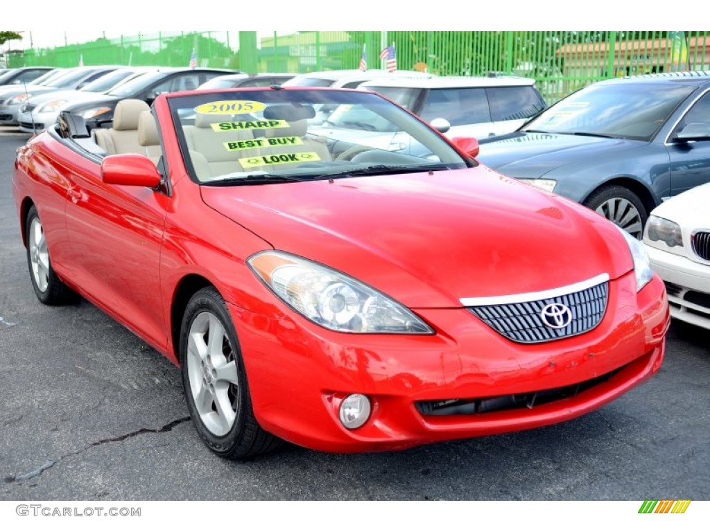 2005 Solara SLE V6 Convertible - Absolutely Red / Ivory photo #42