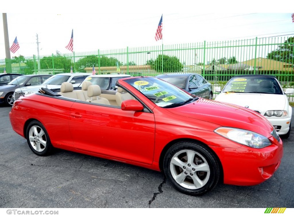 2005 Solara SLE V6 Convertible - Absolutely Red / Ivory photo #45