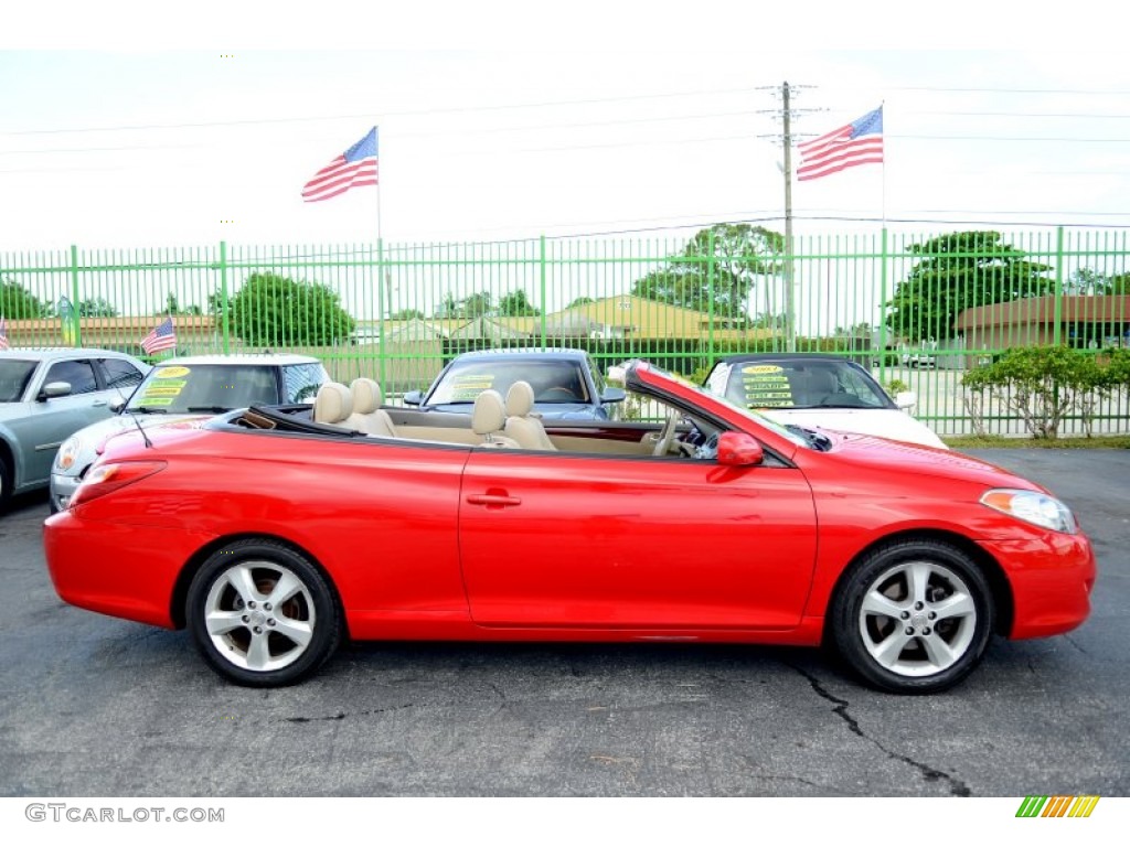 2005 Solara SLE V6 Convertible - Absolutely Red / Ivory photo #47