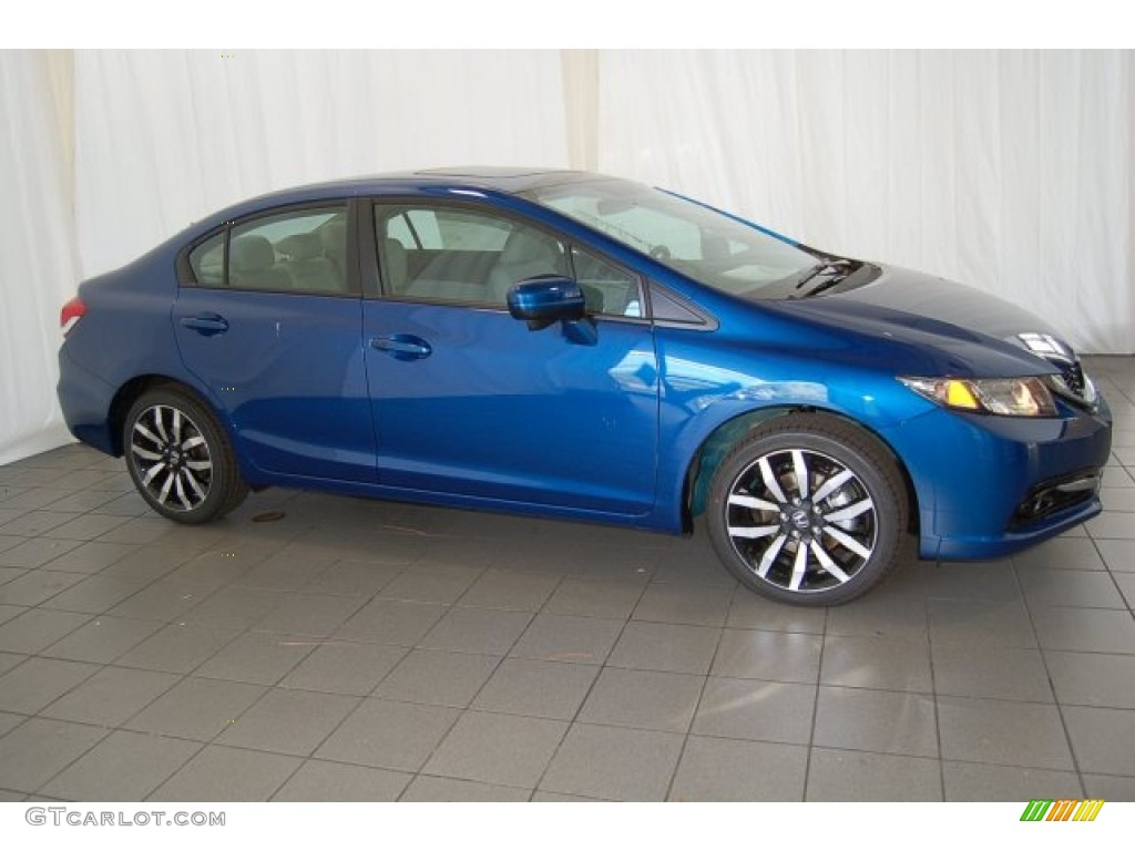 2015 Civic EX-L Sedan - Dyno Blue Pearl / Gray photo #5